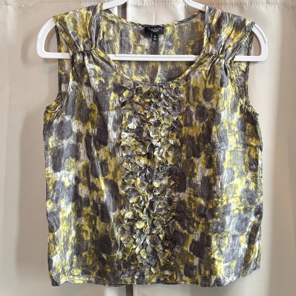 Vtg‎ Talbots Silk Top Whimsigoth Size 8P Fairy Grunge Western Ruffle Boho 19300x